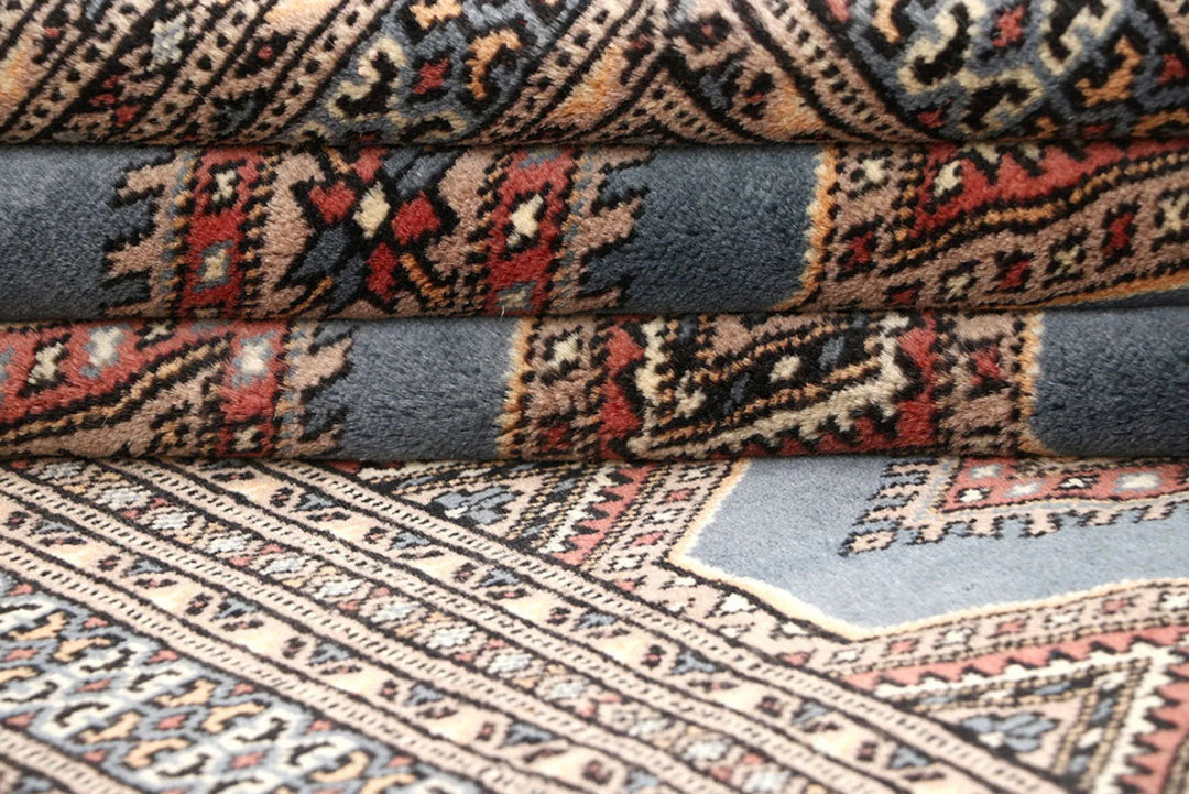 Dark Grey Pakistani Jaldar Rug 4' 2" x 6' 4" Hand-Knotted | No. QA97920