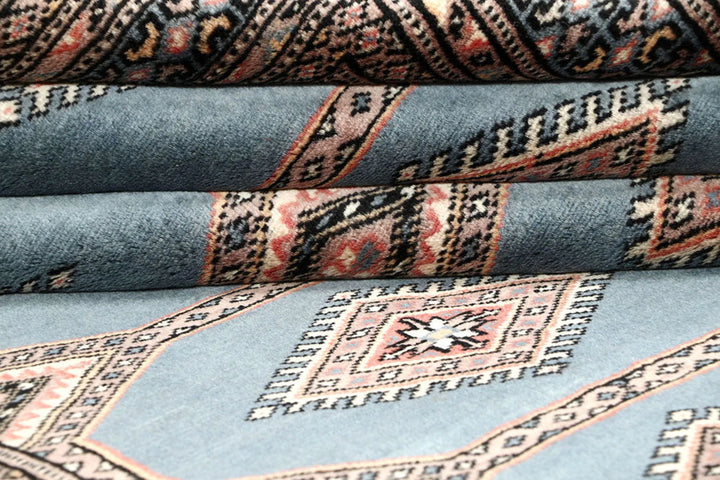 Light Slate Grey Pakistani Jaldar Rug 4' 5" x 7' Hand-Knotted | No. QA98119