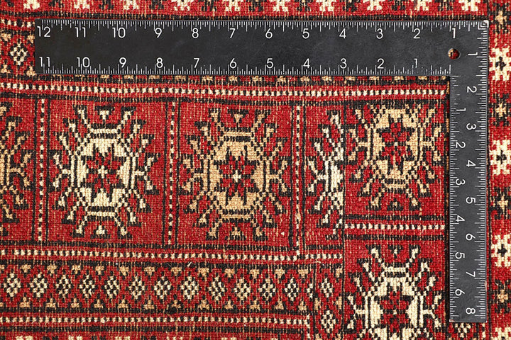 Red Pakistani Bokhara Rug 5' 6" x 8' Hand-Knotted | No. QA98186