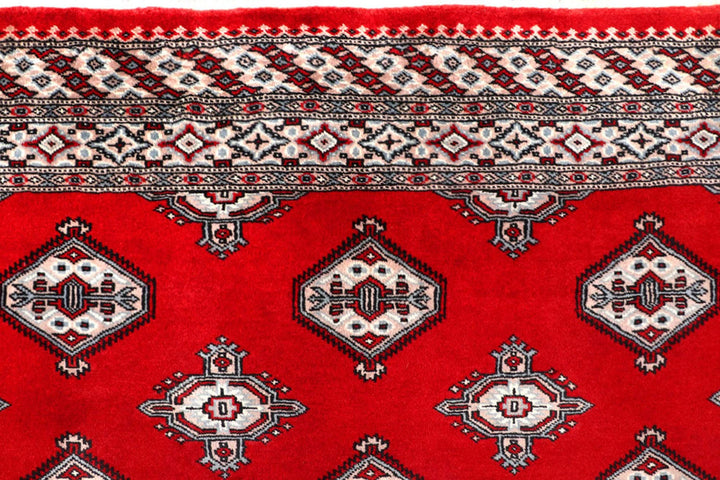 Red Pakistani Jaldar Rug 5' 1" x 8' 2" Hand-Knotted | No. QA98244