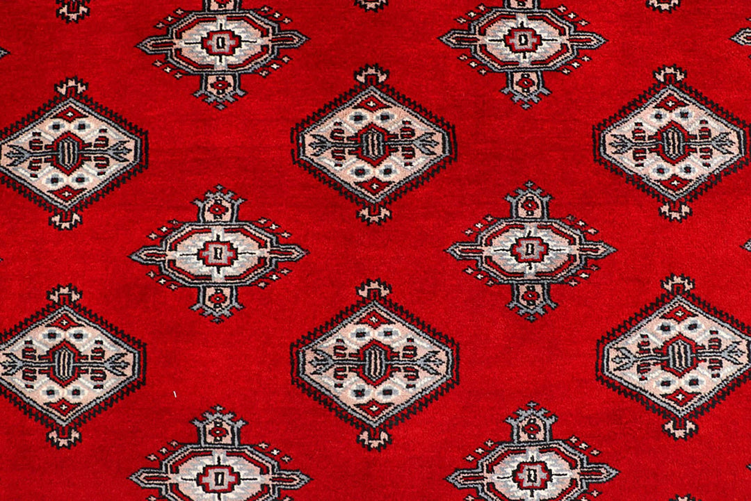 Red Pakistani Jaldar Rug 5' 1" x 8' 2" Hand-Knotted | No. QA98244