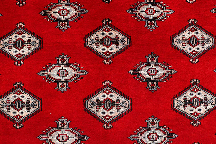 Red Pakistani Jaldar Rug 5' 1" x 8' 2" Hand-Knotted | No. QA98244