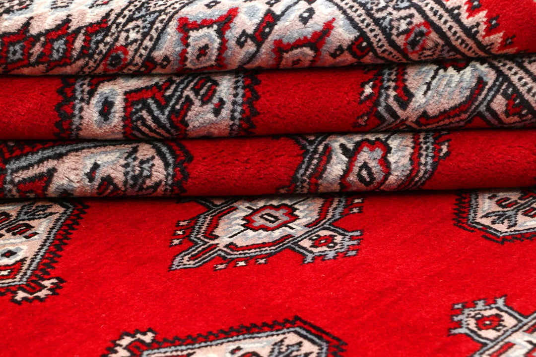 Red Pakistani Jaldar Rug 5' 1" x 8' 2" Hand-Knotted | No. QA98244