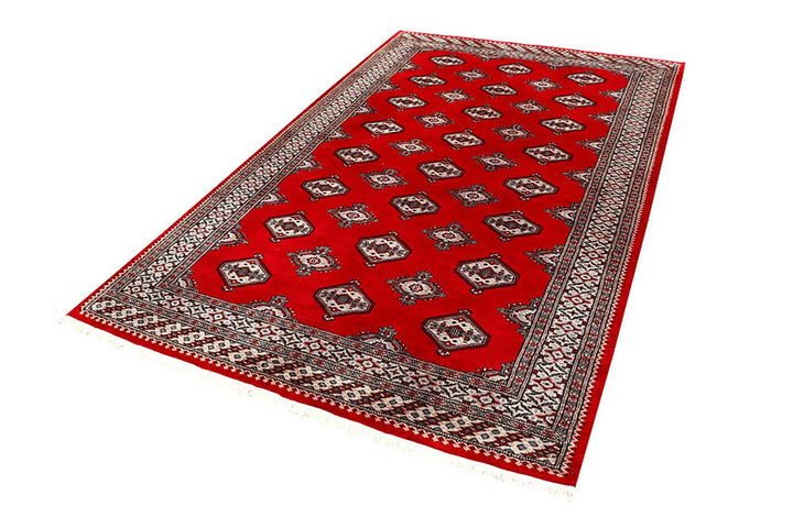 Red Pakistani Jaldar Rug 5' 1" x 8' 2" Hand-Knotted | No. QA98244