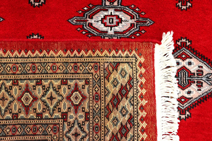 Red Pakistani Jaldar Rug 5' 1" x 8' 2" Hand-Knotted | No. QA98244