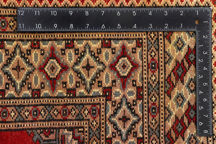 Red Pakistani Jaldar Rug 5' 1" x 8' 2" Hand-Knotted | No. QA98244