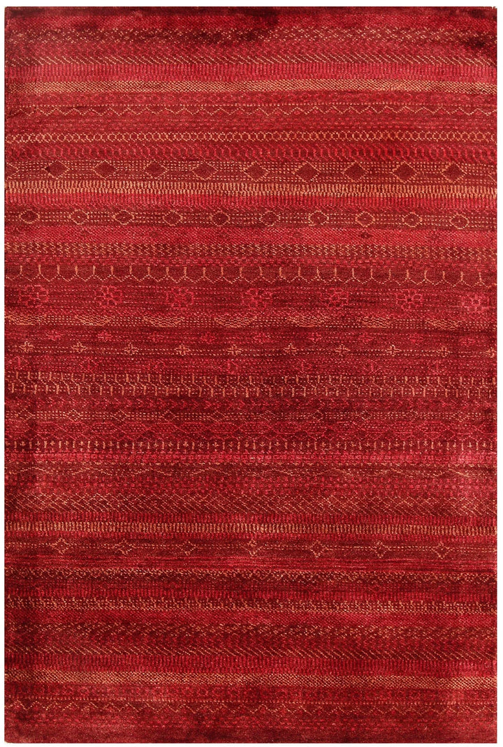 Brown Pakistani Gabbeh Rug 3' 3" x 4' 9" Hand-Knotted | No. QA98273