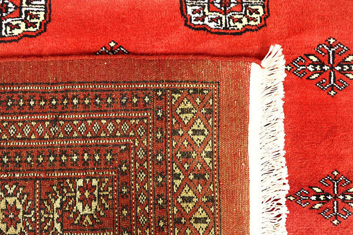 Red Pakistani Bokhara Rug 9' x 12' 3" Hand-Knotted | No. QA98355