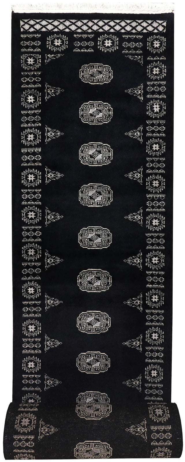 Grey Pakistani Bokhara Rug 2' 7" x 19' 5" Hand-Knotted | No. QA98436