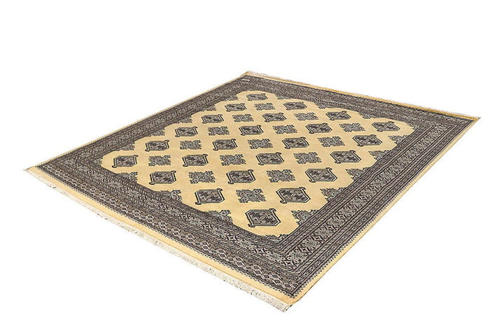 Lemon Chiffon Pakistani Jaldar Rug 6' 8" x 7' 2" Hand-Knotted | No. QA98476