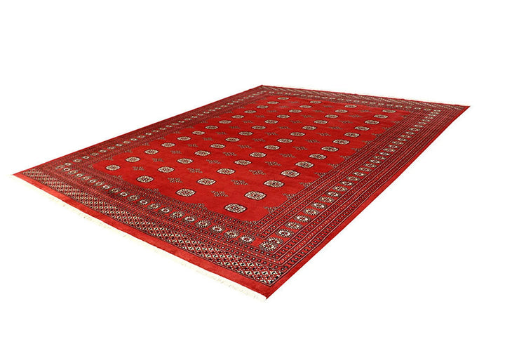 Firebrick Red Pakistani Bokhara Rug 9' 1" x 11' 10" Hand-Knotted | No. QA98491