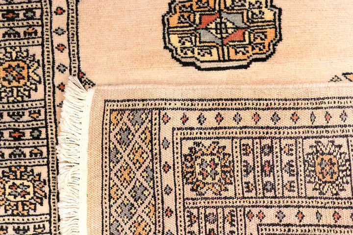 Antique White Pakistani Bokhara Rug 2' 7" x 8' 8" Hand-Knotted | No. QA98610