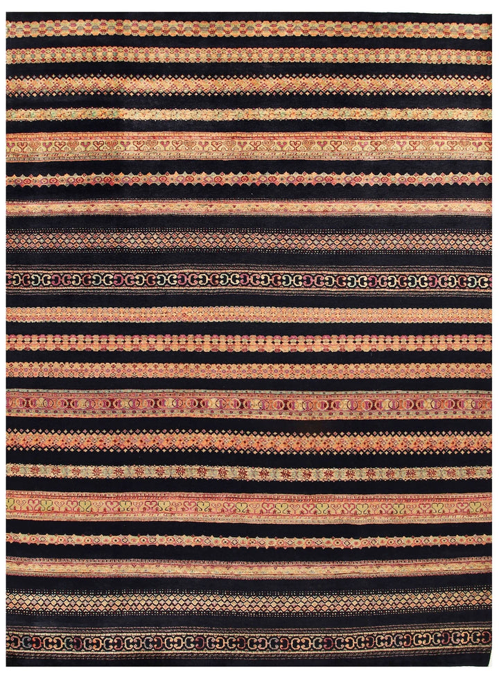 Midnight Blue Pakistani Gabbeh Rug 8' 5" x 11' 3" Hand-Knotted | No. QA98649