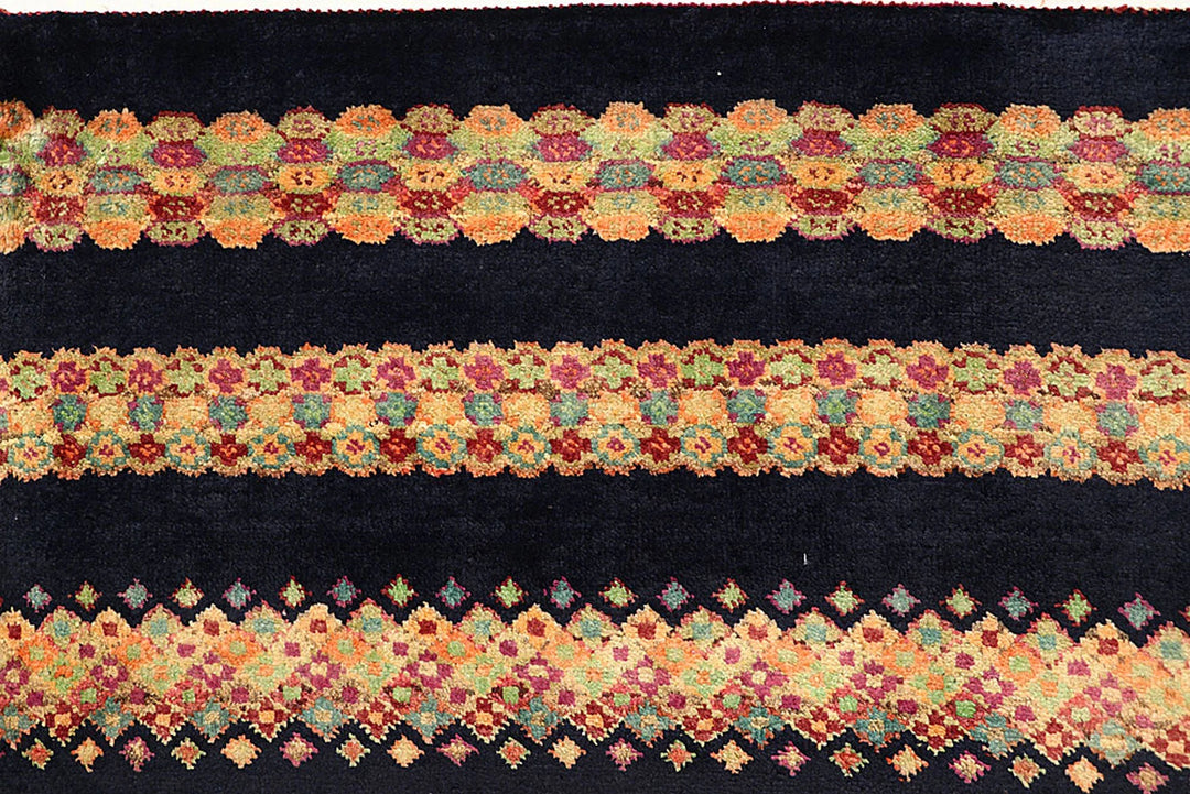 Midnight Blue Pakistani Gabbeh Rug 8' 5" x 11' 3" Hand-Knotted | No. QA98649