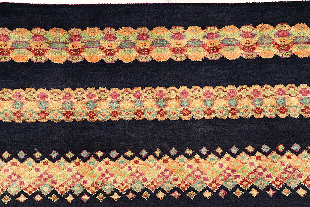 Midnight Blue Pakistani Gabbeh Rug 8' 5" x 11' 3" Hand-Knotted | No. QA98649