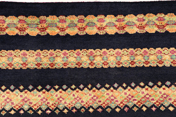 Midnight Blue Pakistani Gabbeh Rug 8' 5" x 11' 3" Hand-Knotted | No. QA98649