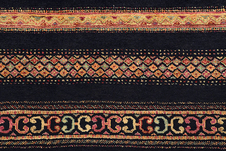 Midnight Blue Pakistani Gabbeh Rug 8' 5" x 11' 3" Hand-Knotted | No. QA98649