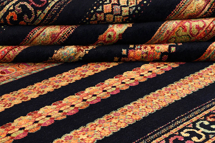 Midnight Blue Pakistani Gabbeh Rug 8' 5" x 11' 3" Hand-Knotted | No. QA98649