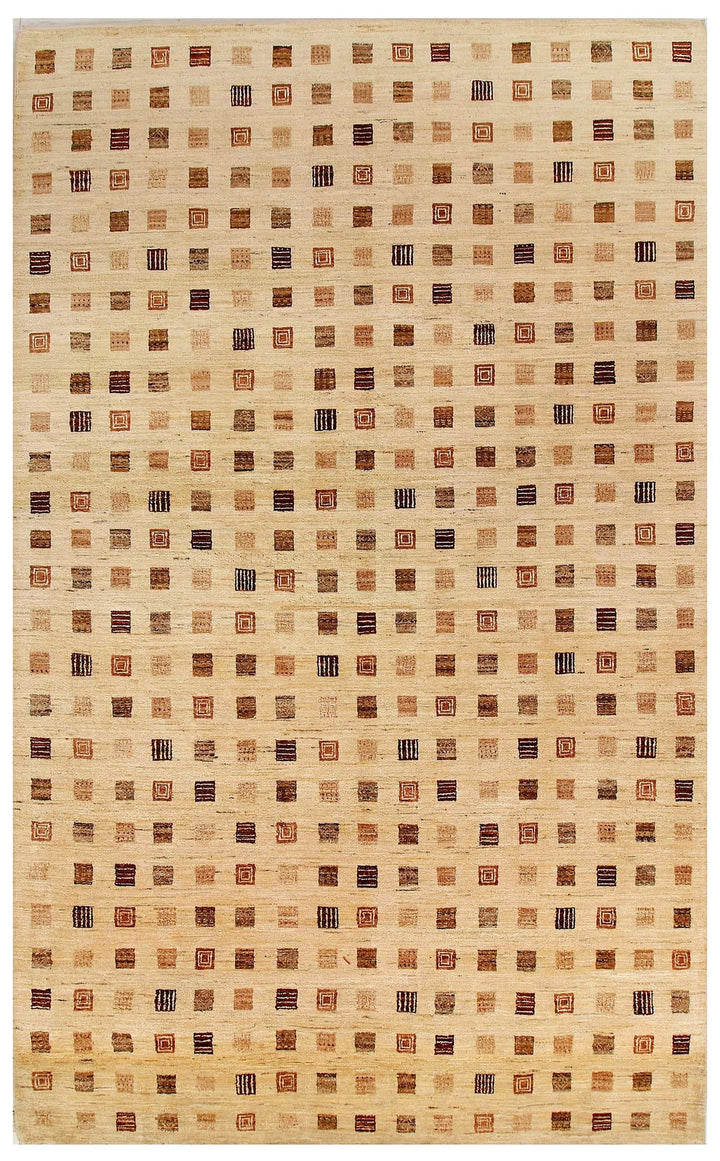 Brown Pakistani Gabbeh Rug 6' x 9' 9" Hand-Knotted | No. QA98698