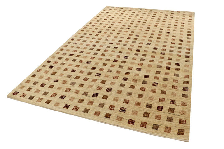 Brown Pakistani Gabbeh Rug 6' x 9' 9" Hand-Knotted | No. QA98698