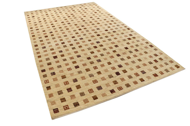 Brown Pakistani Gabbeh Rug 6' x 9' 9" Hand-Knotted | No. QA98698