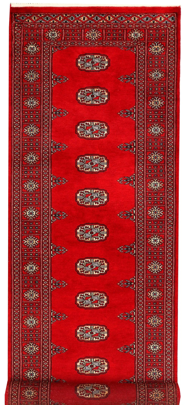 Dark Red Pakistani Bokhara Rug 2' 7" x 8' 10" Hand-Knotted | No. QA98708