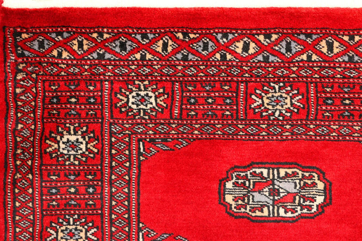 Dark Red Pakistani Bokhara Rug 2' 7" x 8' 10" Hand-Knotted | No. QA98708