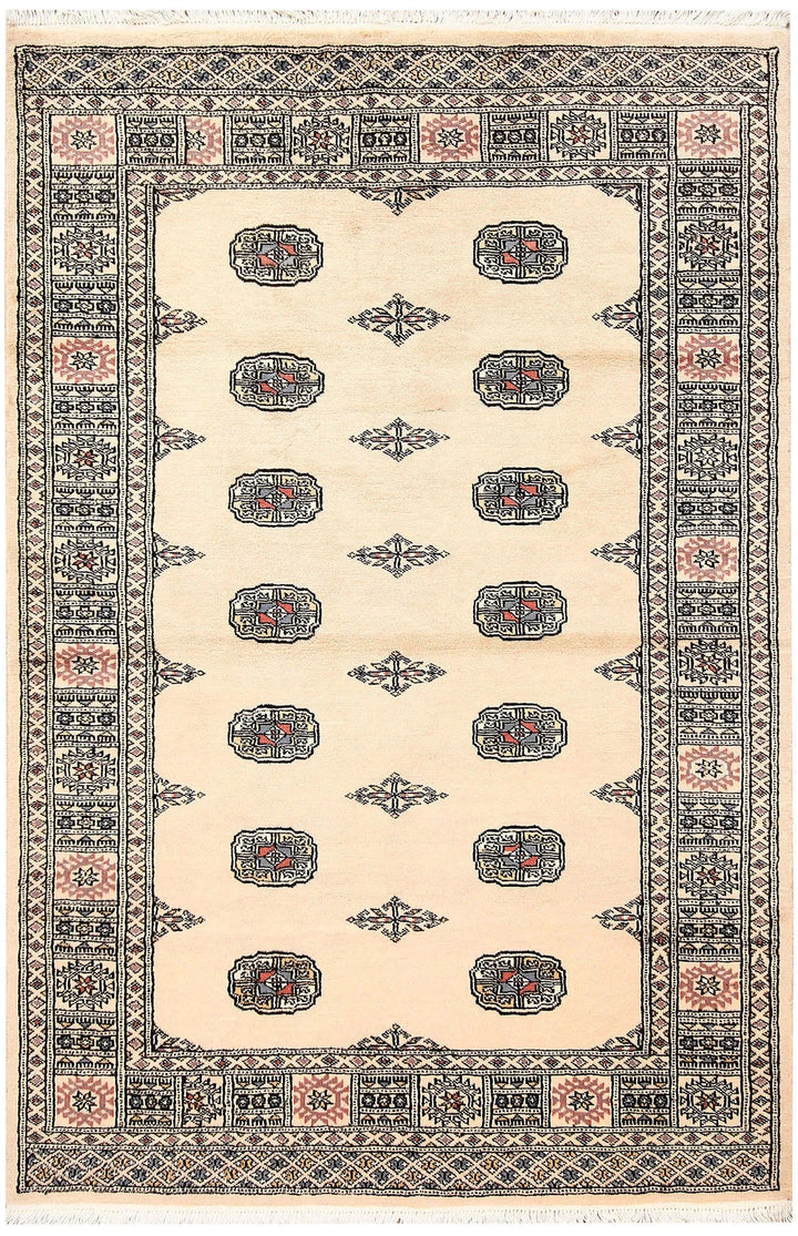 Brown Pakistani Bokhara Rug 4' 2" x 6' 4" Hand-Knotted | No. QA98812