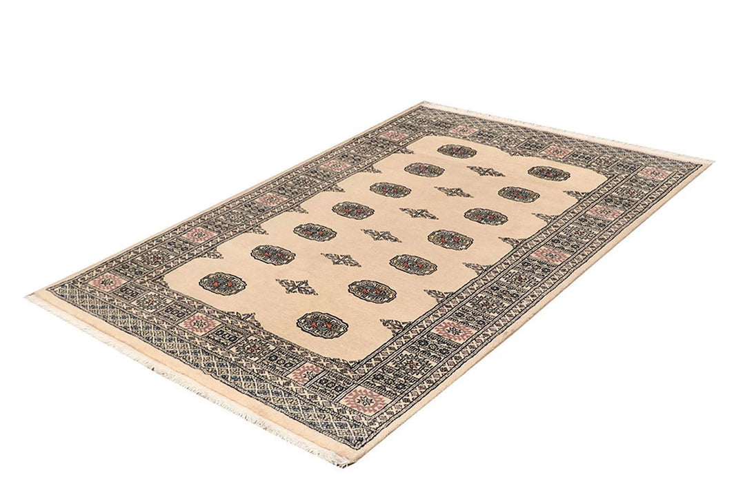Brown Pakistani Bokhara Rug 4' 2" x 6' 4" Hand-Knotted | No. QA98812