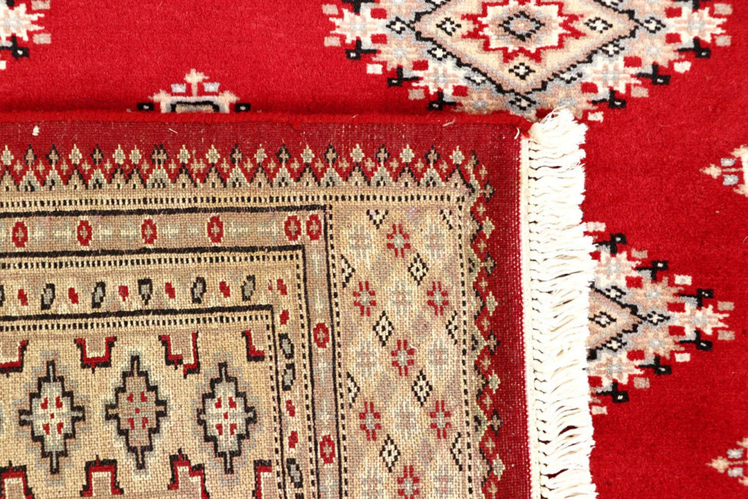 Firebrick Red Pakistani Jaldar Rug 6' 5" x 7' 8" Hand-Knotted | No. QA98897