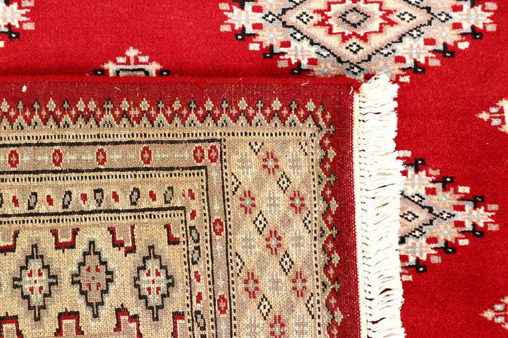 Firebrick Red Pakistani Jaldar Rug 6' 5" x 7' 8" Hand-Knotted | No. QA98897