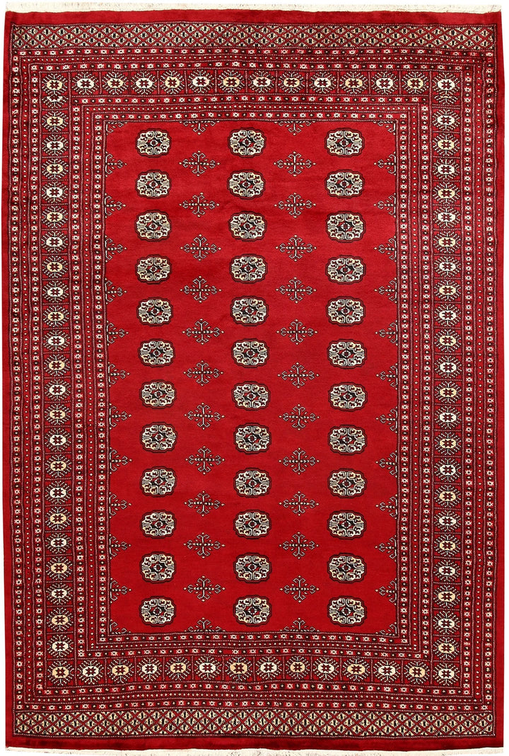 Firebrick Pakistani Bokhara Rug 6' 2" x 9' 1" Hand-Knotted | No. QA98989