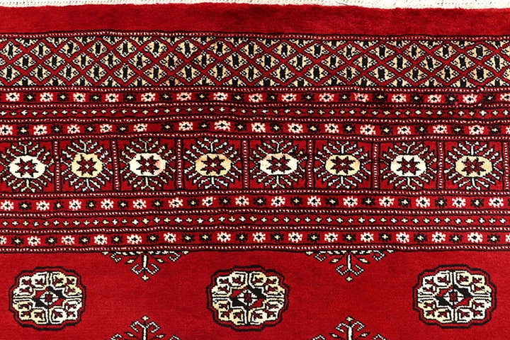 Firebrick Pakistani Bokhara Rug 6' 2" x 9' 1" Hand-Knotted | No. QA98989