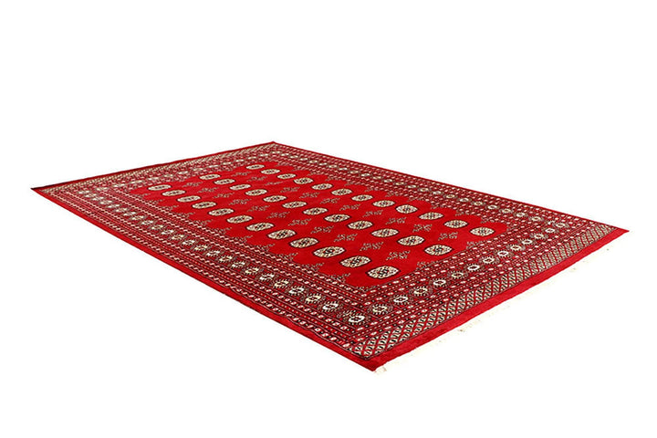 Firebrick Pakistani Bokhara Rug 6' 2" x 9' 1" Hand-Knotted | No. QA98989