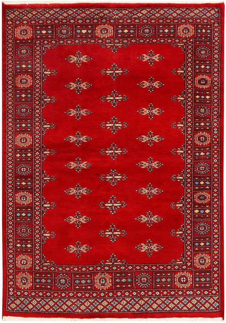 Dark Red Pakistani Butterfly Rug 4' x 5'9" Hand-Knotted | No. QA99007