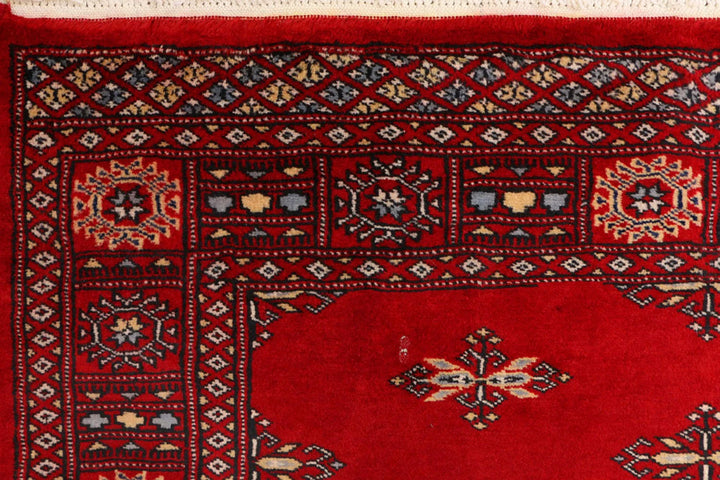 Dark Red Pakistani Butterfly Rug 4' x 5'9" Hand-Knotted | No. QA99007