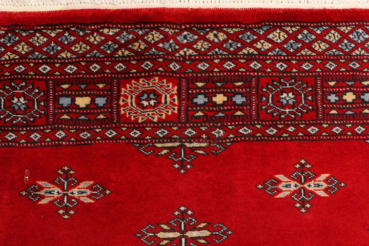Dark Red Pakistani Butterfly Rug 4' x 5'9" Hand-Knotted | No. QA99007