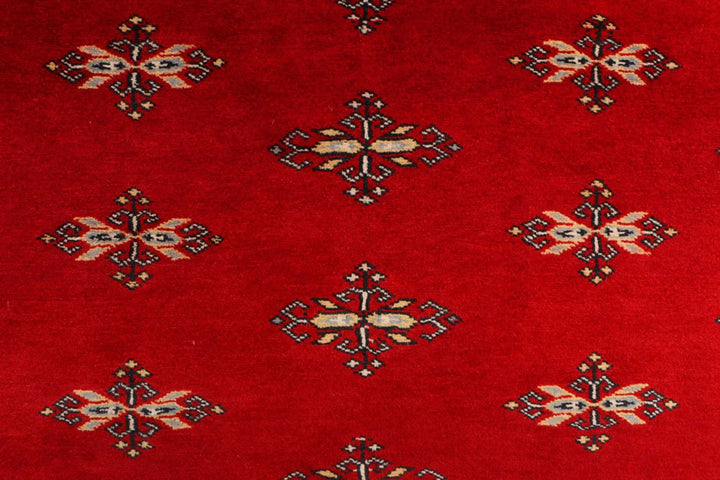 Dark Red Pakistani Butterfly Rug 4' x 5'9" Hand-Knotted | No. QA99007
