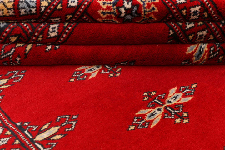 Dark Red Pakistani Butterfly Rug 4' x 5'9" Hand-Knotted | No. QA99007
