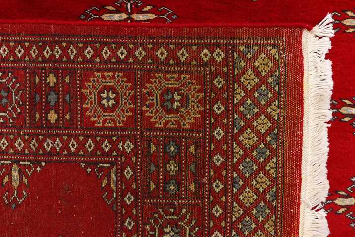 Dark Red Pakistani Butterfly Rug 4' x 5'9" Hand-Knotted | No. QA99007