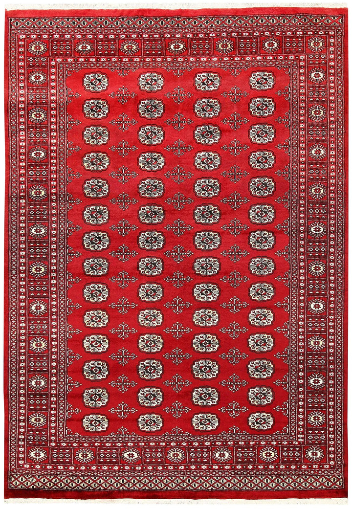 Firebrick Red Pakistani Bokhara Rug 5' 8" x 8' 1" Hand-Knotted | No. QA99024