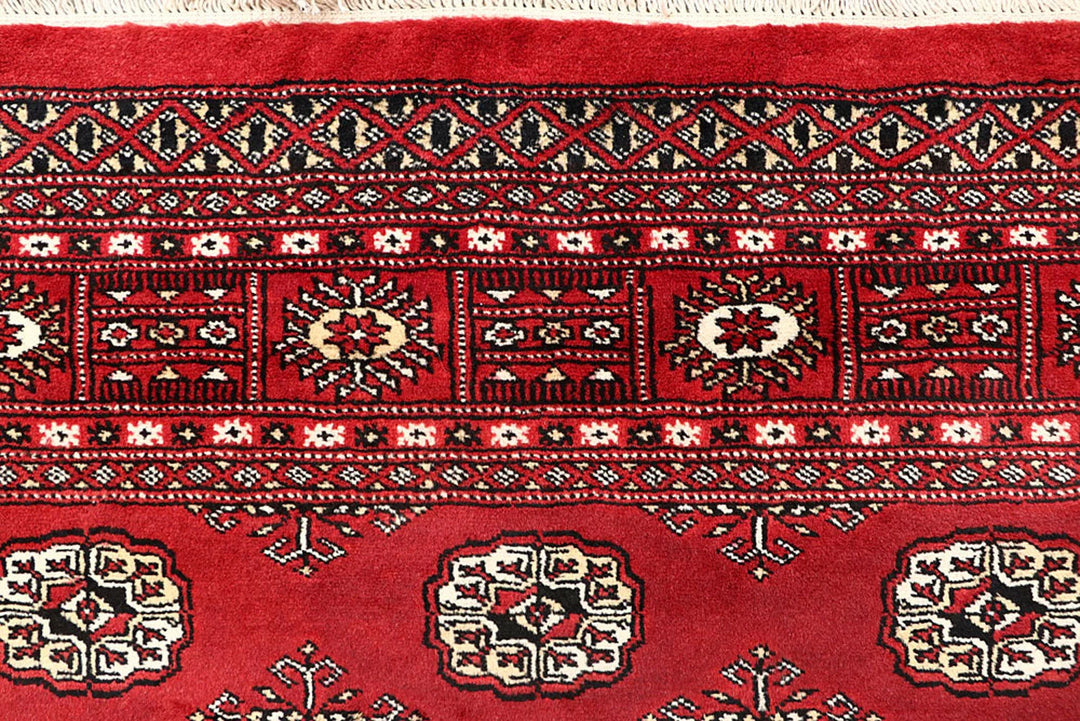 Firebrick Red Pakistani Bokhara Rug 5' 8" x 8' 1" Hand-Knotted | No. QA99024