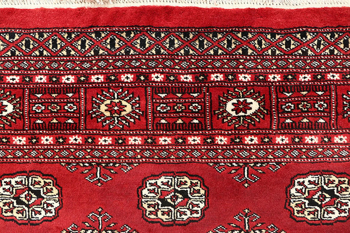Firebrick Red Pakistani Bokhara Rug 5' 8" x 8' 1" Hand-Knotted | No. QA99024
