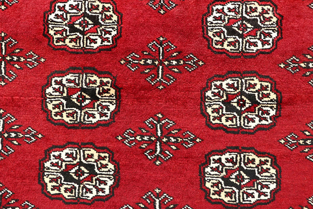 Firebrick Red Pakistani Bokhara Rug 5' 8" x 8' 1" Hand-Knotted | No. QA99024