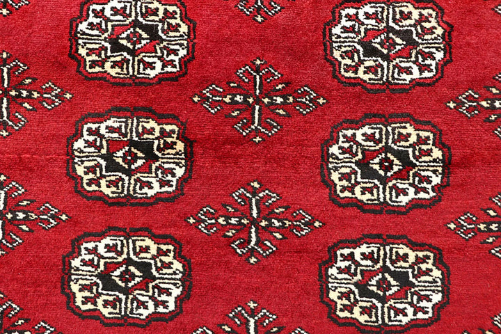 Firebrick Red Pakistani Bokhara Rug 5' 8" x 8' 1" Hand-Knotted | No. QA99024