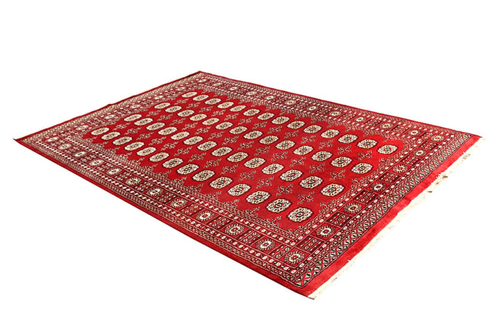 Firebrick Red Pakistani Bokhara Rug 5' 8" x 8' 1" Hand-Knotted | No. QA99024