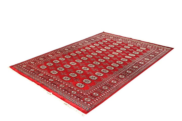 Firebrick Red Pakistani Bokhara Rug 5' 8" x 8' 1" Hand-Knotted | No. QA99024