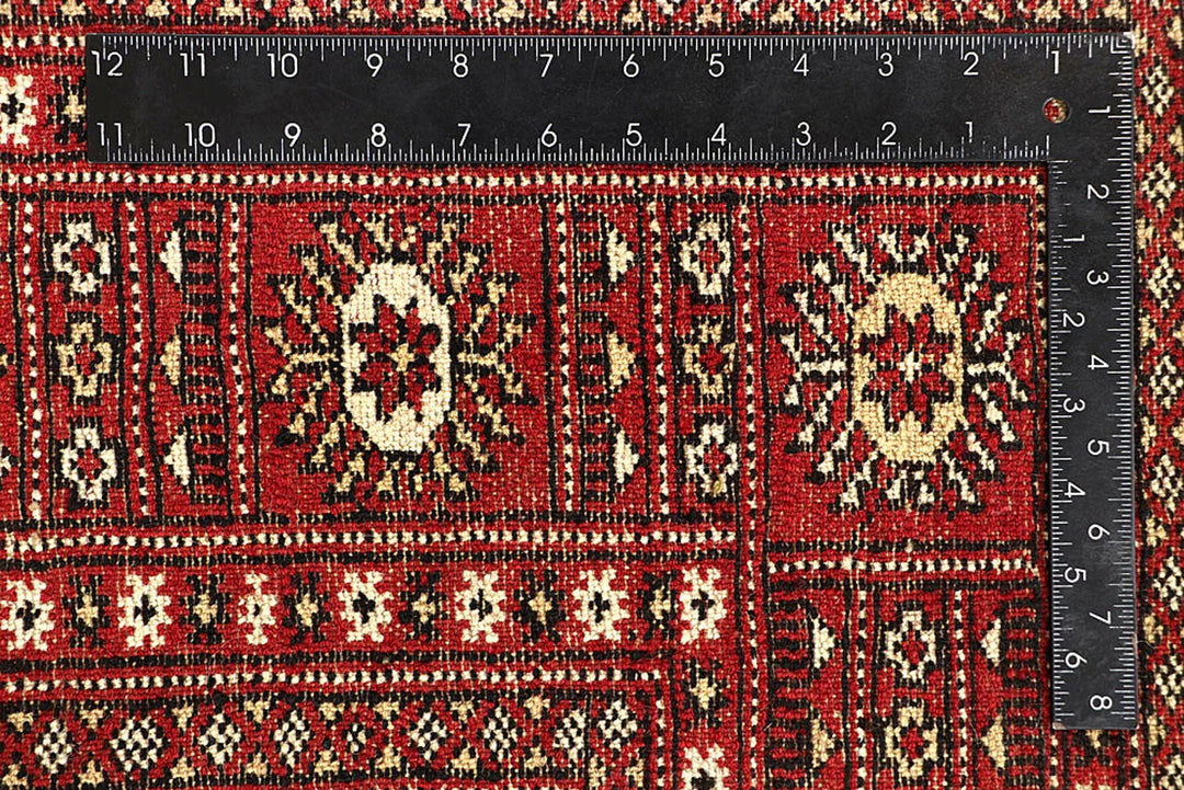 Firebrick Red Pakistani Bokhara Rug 5' 8" x 8' 1" Hand-Knotted | No. QA99024