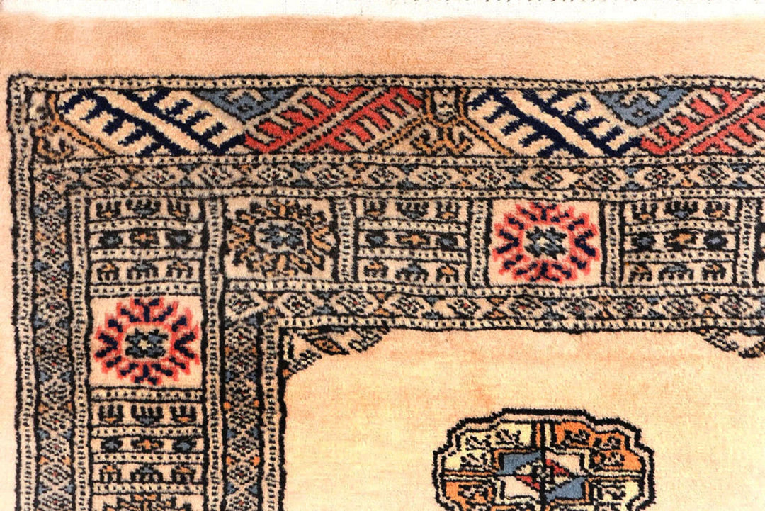 Bisque Pakistani Bokhara Runner 2' 7" x 11' 6" Hand-Knotted | No. QA99034