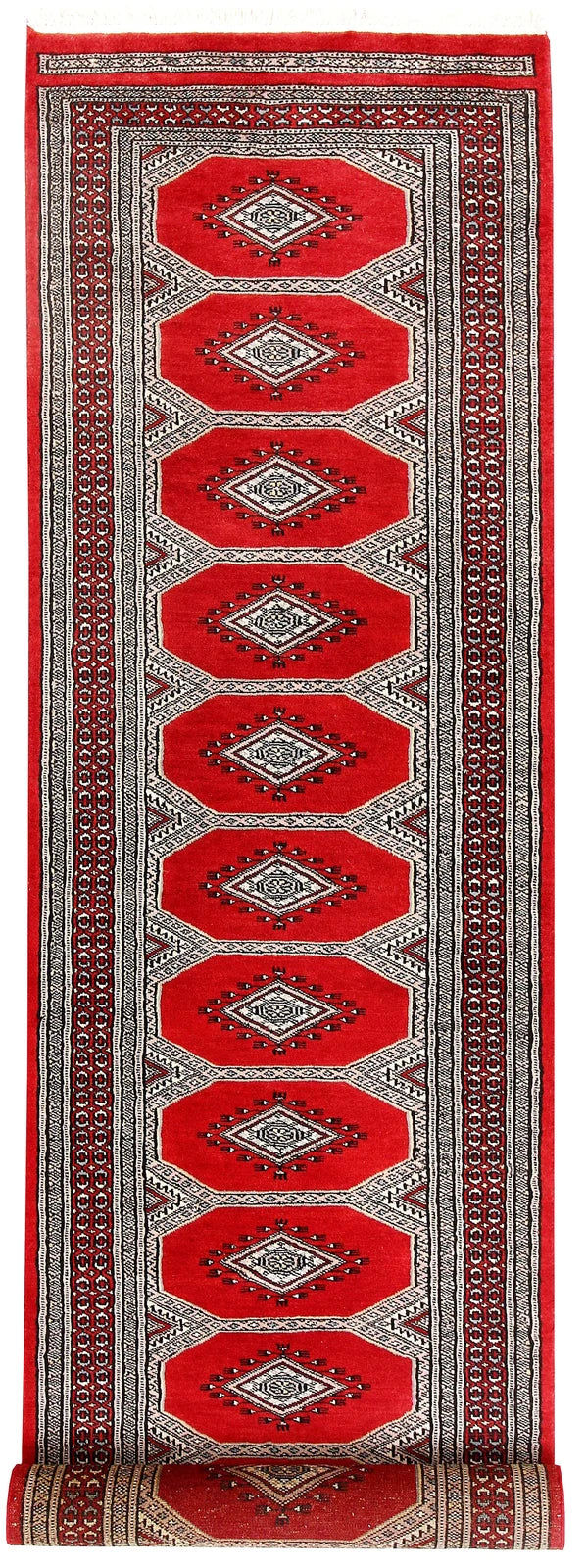 Red Pakistani Jaldar Rug 2' 3" x 9' 1" Hand-Knotted | No. QA99128